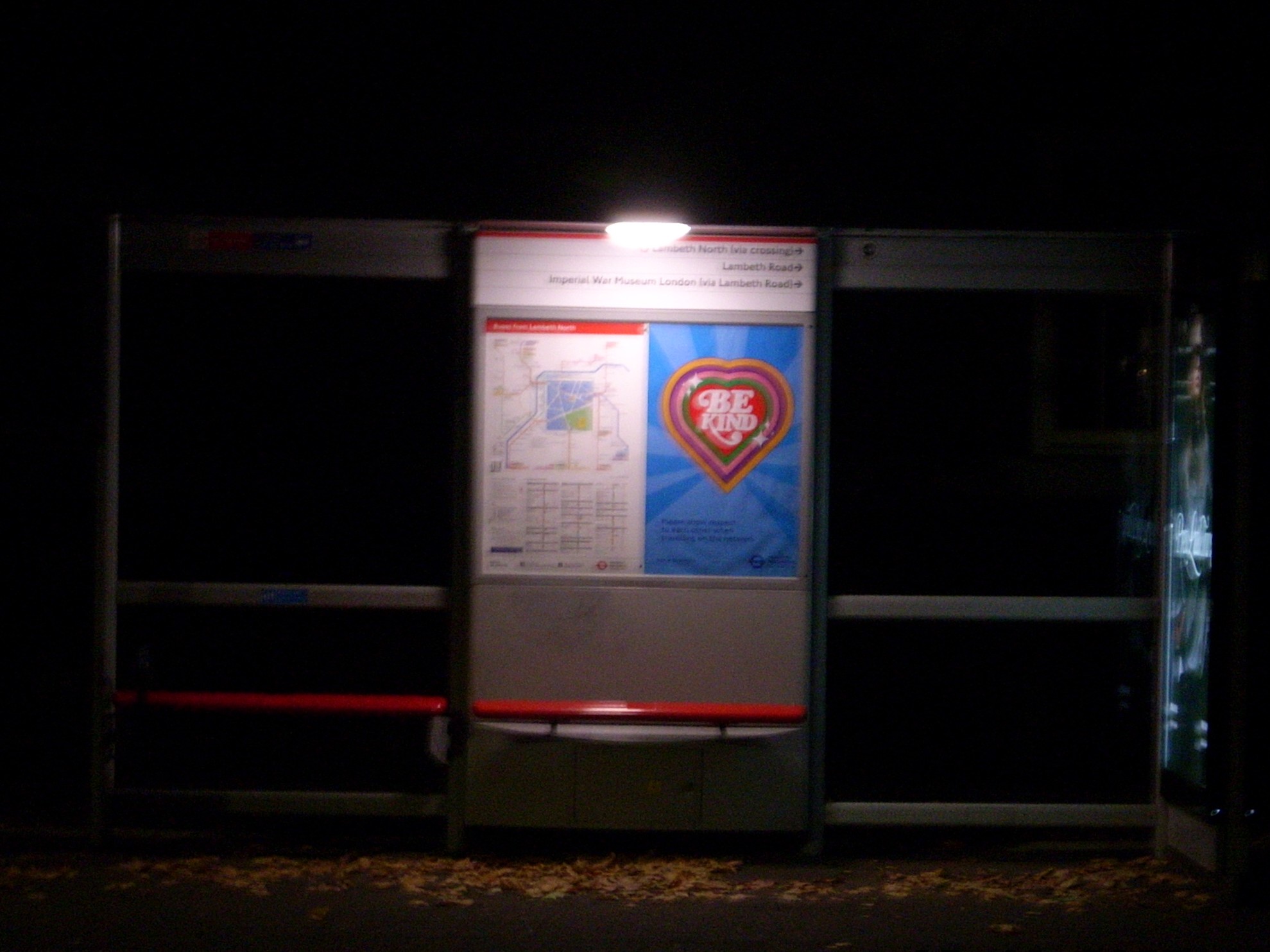 bus stop at night